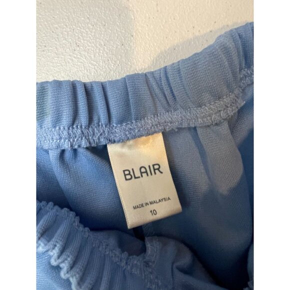 BLAIR Womens Straight Leg Pant High Rise Flat Front Elastic Waist Blue Size 10 - Picture 9 of 10